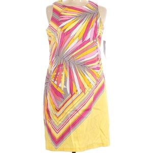 London Times Yellow & Pink Dress Women Size 12 NWT